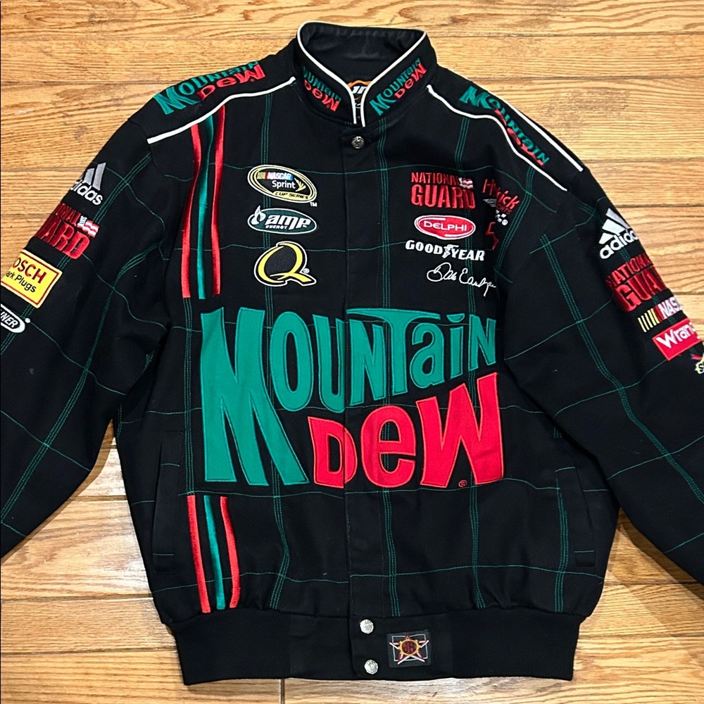 Dale Earnhardt Jr Black Jacket with Green and Red Accents NASCAR